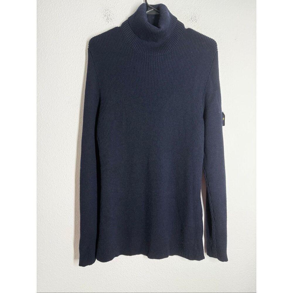 Stone Island Men’s Navy Blue Turtleneck Wool Sweater Size XL Knit Ribbed * Notes